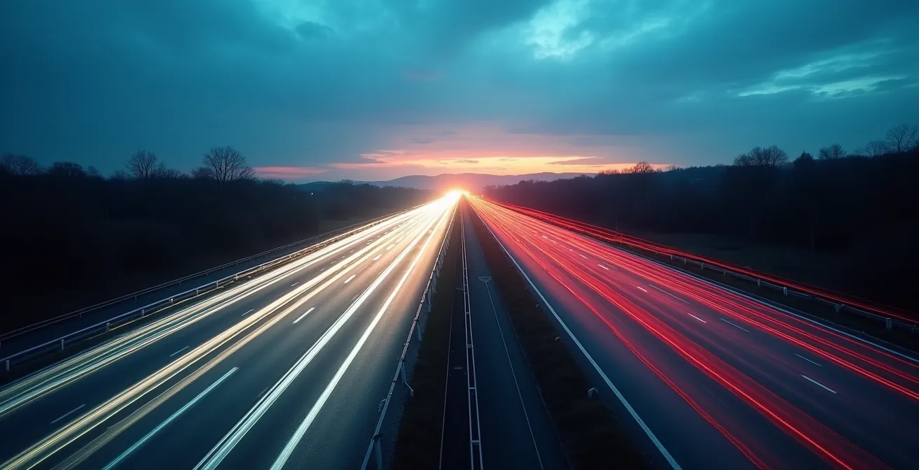 Visual comparison of human versus AEB system reaction time in emergency braking scenario