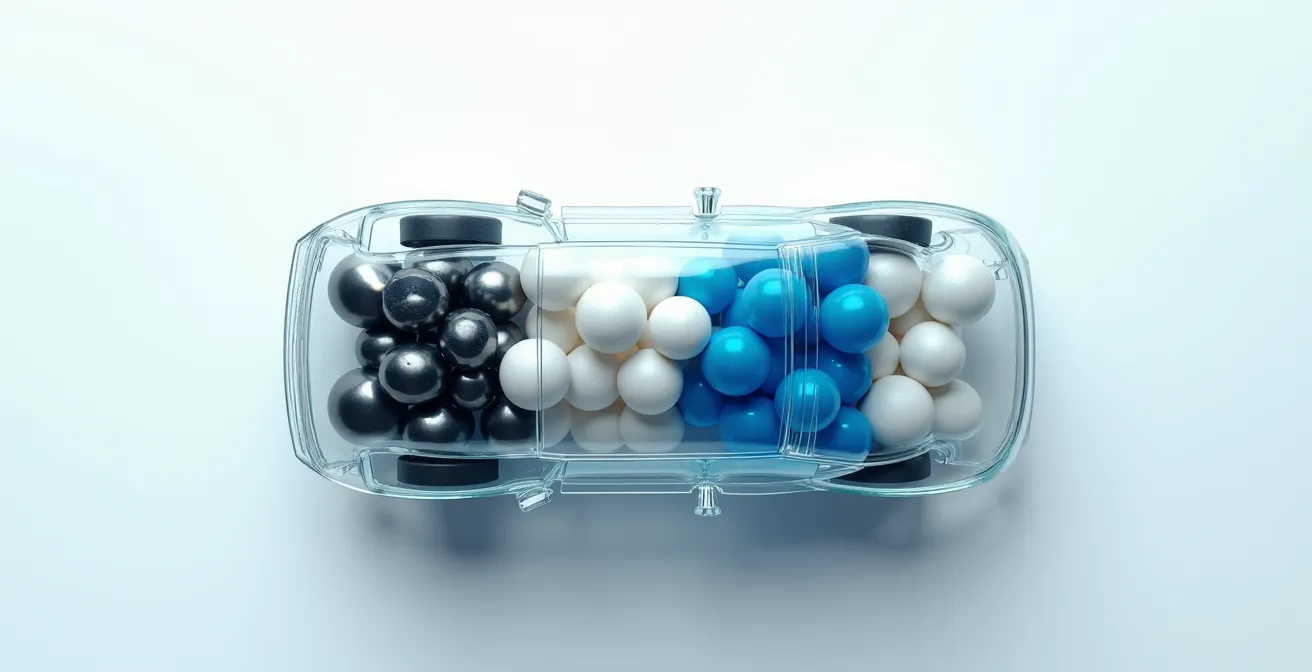 Cross-section diagram of SUV showing three distinct weight zones for packing optimization