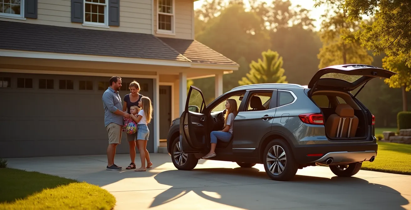 Cross-section view of modern SUV showing car-based unibody construction