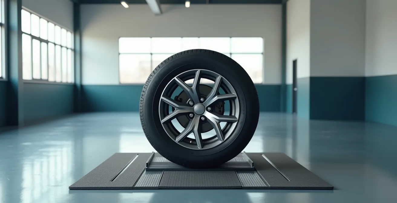 Alignment measurement showing impact damage effects on wheel angles